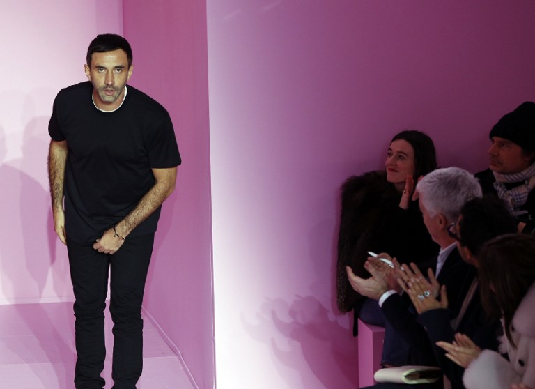 Riccardo Tisci at the end of his show for Givenchy during men's Fashion Week (Photo by Francois Guillot / AFP)